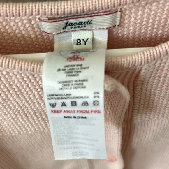 Jacadi Paris Girls Pink Sweater - Picture 3 of 6